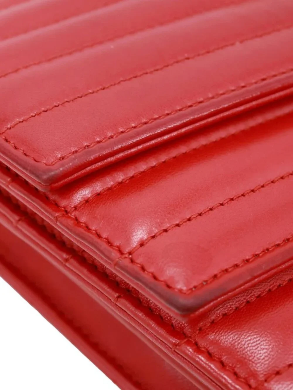Yves Saint Laurent  Sulpice Matelasse Leather Wallet On Chain Red